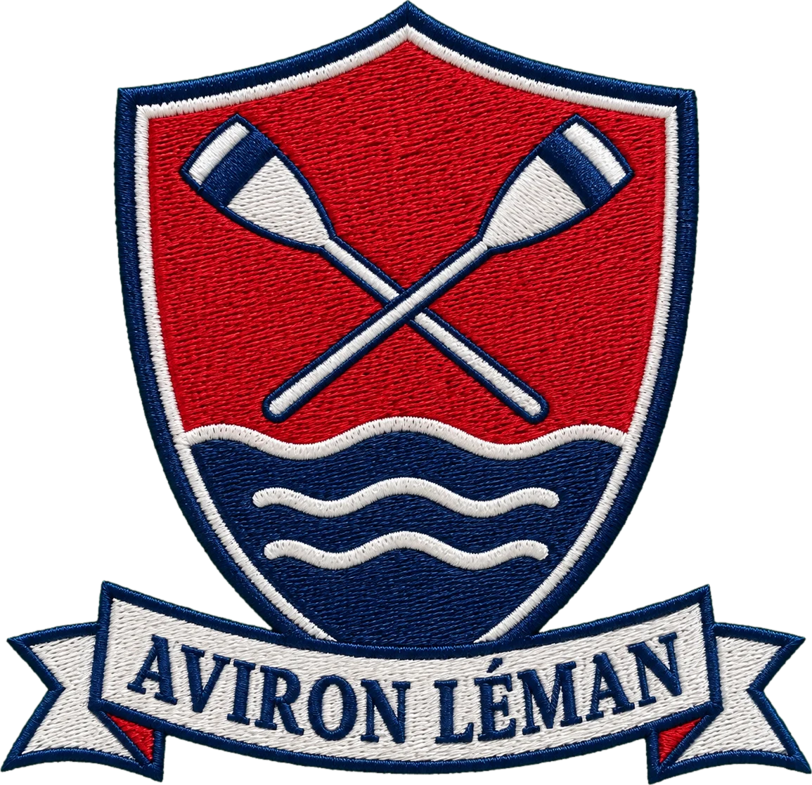 Le logo Aviron Léman rendu en broderie